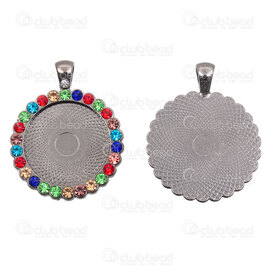 1413-2080-BN - Metal Bezel Cup Pendant 25mm With Assorted Color Rhinestones Round Black Nickel With 4mm loop 5pcs 1413-2080-BN,25MM,Metal,Bezel Cup Pendant,With Assorted Color Rhinestones,Round,25MM,Black,Black Nickel,Metal,With 4mm loop,5pcs,China,montreal, quebec, canada, beads, wholesale