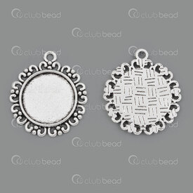 1413-2086-WH - Metal Bezel Cup Pendant 20mm With Decorative Border Round Antique Nickel With 2.5mm loop 10pcs 1413-2086-WH,Cabochons,Metal,Bezel Cup Pendant,With Decorative Border,Round,20MM,Grey,Antique Nickel,Metal,With 2.5mm loop,10pcs,China,montreal, quebec, canada, beads, wholesale
