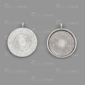 1413-2088-WH - Metal Bezel Cup Pendant 16mm Round Natural 20pcs 1413-2088-WH,support  cabochon,montreal, quebec, canada, beads, wholesale