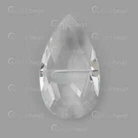 1413-2220-38 - Verre Pendentif Goutte Facette 38x22x12.5mm Clair Trou 1.5mm 5pcs 1413-2220-38,drops,montreal, quebec, canada, beads, wholesale