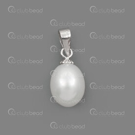 1413-5000-001-2 - Fresh Water Pearl Pendant Oval 7x8mm White With 925 Sterling Silver Bail 1pc 1413-5000-001-2,argent sterling,Pendant,Natural,Fresh Water Pearl,7X8MM,Round,Oval,White,White,With 925 Sterling Silver Bail,China,1pc,montreal, quebec, canada, beads, wholesale