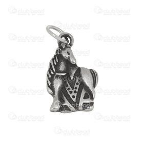 1413-5010-04 - Titanium Pendant With Ring Horse With Engraved Design 14x18mm Natural 1pc  Theme: Animals 1413-5010-04,Pendants,1pc,Pendant,With Ring,Metal,Titanium,14X18MM,Horse,With Engraved Design,Natural,China,1pc,Theme: Animals,montreal, quebec, canada, beads, wholesale
