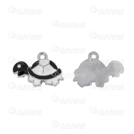 1413-5010-10 - Animal Metal charm turtle 13x24mm Black and White 10pcs 1413-5010-10,montreal, quebec, canada, beads, wholesale