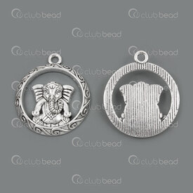 1413-5010-18 - Animal Metal Pendentif Elephant Rond 28x24.5x4mm avec Boucle Naturel 10pcs 1413-5010-18,Pendentifs,Métal,montreal, quebec, canada, beads, wholesale