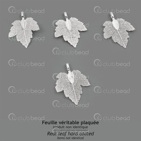 1413-5011-04SL - Metal Pendant Genuin Maple leaf with strong coat Assorted Appearance app.37X30mm silver 1pc 1413-5011-04SL,Pendants,Genuine leaf,montreal, quebec, canada, beads, wholesale