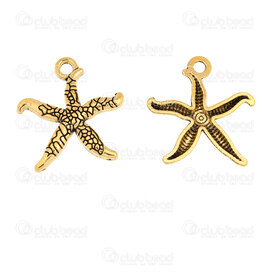 1413-5011-06GL - Nature Metal Pendentif Etoile de Mer 22x20x2mm avec Boucle Couleur Or 20pcs 1413-5011-06GL,Pendentifs,Feuille véritable,montreal, quebec, canada, beads, wholesale