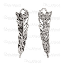 1413-5012-08WH - Spirituel Métal Pendentif Plume 43x12mm Nickel 10pcs 1413-5012-08WH,PLUME METAL 9X,montreal, quebec, canada, beads, wholesale