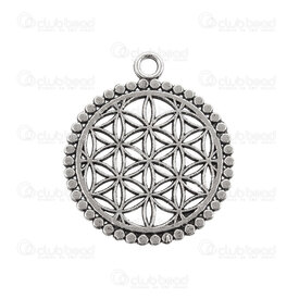 1413-5012-16 - Spiritual Metal Pendant Flower of Life 30x25x1mm 2.5mm ring Nickel 10pcs 1413-5012-16,montreal, quebec, canada, beads, wholesale