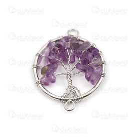1413-5012-18 - Spiritual Metal Link Tree of Life Amethyst Chips Round 25mm Natural 2pcs 1413-5012-18,Pendants,Metal,montreal, quebec, canada, beads, wholesale