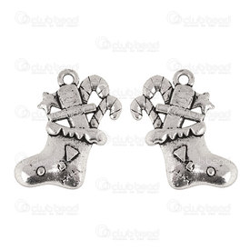 1413-5017-02 - Christmas Metal Pendant Stocking Stuffer 29x18mm Nickel 10pcs 1413-5017-02,Clearance by Category,Metal,montreal, quebec, canada, beads, wholesale