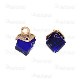 1413-5026-04 - Metal Pendant with high quality glass cube, 8MM,colbalt color gold 10pcs 1413-5026-04,montreal, quebec, canada, beads, wholesale