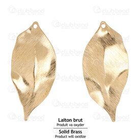 1413-5040 - Solid Nature Brass Pendant Leaf 35x16x0.5mm Lined Design with hole Natural 10pcs 1413-5040,Pendants,Metal,montreal, quebec, canada, beads, wholesale