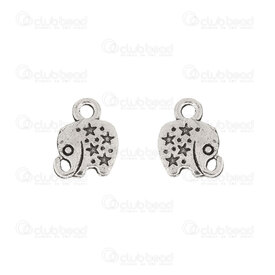 1413-5110-10 - Animal Metal Charm Elephant 11x10x1.5mm with 2mm ring Nickel 50pcs 1413-5110-10,1413-5,montreal, quebec, canada, beads, wholesale