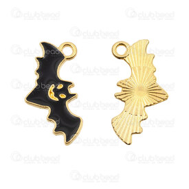 1413-5110-16GL - Animal Metal Pendant Bat 23x12.5x1mm with Black Enamel and Loop Gold 10pcs 1413-5110-16GL,2,montreal, quebec, canada, beads, wholesale