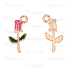 1413-5111-08 - Nature Metal Charm Rose 18.5x9mm Magenta Filling with 1.5mm loop Copper 10pcs 1413-5111-08,Pendants,Metal,montreal, quebec, canada, beads, wholesale
