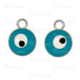 1413-5112-12082 - Spiritual Metal Charm Round Evil Eye 10.5x8x4.5mm Turquoise Silver with Loop 20pcs 1413-5112-12082,Metal,montreal, quebec, canada, beads, wholesale