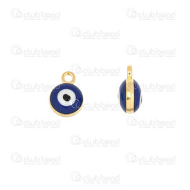 1413-5112-12GL - Spiritual Metal charm evil eye 9x6x4mm Loop 1.5mm Blue Filling Gold 20pcs 1413-5112-12GL,Charms,Metal,montreal, quebec, canada, beads, wholesale