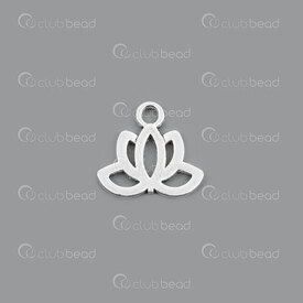 1413-5112-16SL - Spirituel Metal Breloque Fleur de Lotus 15.5x17x1.5mm Argent avec Boucle 2.2mm 20pcs 1413-5112-16SL,Breloques,Métal,montreal, quebec, canada, beads, wholesale