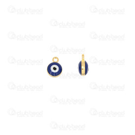 1413-5112-18GL - DISC Spiritual Metal charm evil eye 6x4x3mm Blue Filling with 1mm ring Gold 20pcs 1413-5112-18GL,Charms,Metal,montreal, quebec, canada, beads, wholesale