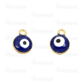 1413-5112-24 - Spiritual Metal Charm Evil Eye 10.5x8x5mm Loop 1.5mm Blue Filling Gold 20pcs 1413-5112-24,Pendants,montreal, quebec, canada, beads, wholesale