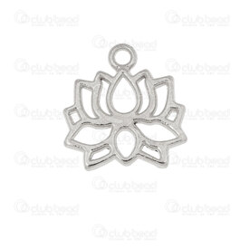 1413-5112-28 - Spiritual Metal Charm Lotus Flower 12.5x12x1.5mm with Loop Natural 50pcs 1413-5112-28,montreal, quebec, canada, beads, wholesale