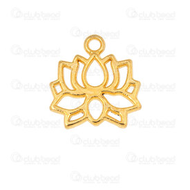 1413-5112-28GL - Spirituel Metal Breloque Fleur de Lotus 12.5x12x1.5mm avec Boucle Couleur Or 50pcs 1413-5112-28GL,montreal, quebec, canada, beads, wholesale