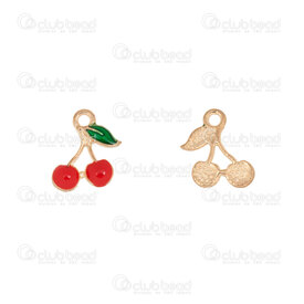 1413-5119-10 - Fruit Metal charm Cherry 10.5x11.5mm Red Filling gold 10pcs 1413-5119-10,montreal, quebec, canada, beads, wholesale
