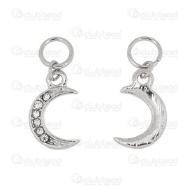 1413-5154 - DISC Metal Charm Moon 12x10mm with rhinestone and jump ring Nickel 10pcs 1413-5154,Charms,Metal,montreal, quebec, canada, beads, wholesale