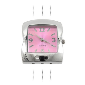 *1500-0013-04 - Watch Face Square 29X34MM Pink Chrome 3 Holes 1pc !BATTERY NOT INCLUDED! *1500-0013-04,Pink,Watch Face,Square,29X34MM,Pink,Pink,Metal,Chrome,3 Holes,1pc,China,Dollar Bead,montreal, quebec, canada, beads, wholesale