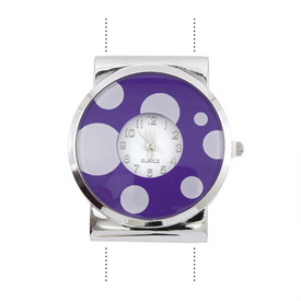 *1500-0034-06 - Watch Face Round 37X42MM Purple With Dots 2 Holes 1pc !BATTERY NOT INCLUDED! *1500-0034-06,montreal, quebec, canada, beads, wholesale
