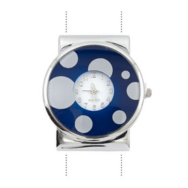 *1500-0034-08 - Watch Face Round 37X42MM Dark Blue With Dots 2 Holes 1pc !BATTERY NOT INCLUDED! *1500-0034-08,Dollar Bead - Watch faces,Watch Face,Round,37X42MM,Blue,Dark Blue,Metal,With Dots,2 Holes,1pc,China,Dollar Bead,montreal, quebec, canada, beads, wholesale