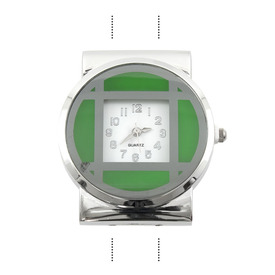 *1500-0035-10 - Watch Face Round 37X43MM Green 2 Holes 1pc !BATTERY NOT INCLUDED! *1500-0035-10,1pc,Watch Face,Round,37X43MM,Green,Green,Metal,2 Holes,1pc,China,Dollar Bead,montreal, quebec, canada, beads, wholesale