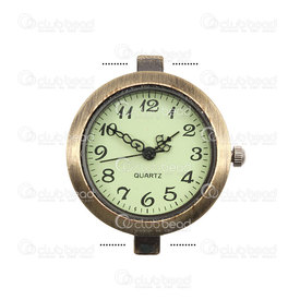 1500-1000-012 - Cadran de Montre Rond 26mm Laiton Antique Font Blanc Cassé 1pc !BATTERIE NON ONCLUSE! 1500-1000-012,Cadrans de montre,2 anneaux,montreal, quebec, canada, beads, wholesale
