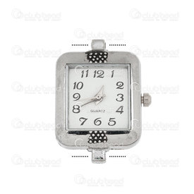 1500-1000-016 - Watch Face Rectangle 22x25mm Nickel White Font 1pc !BATTERY NOT INCLUDED! 1500-1000-016,Cadrans de montre,montreal, quebec, canada, beads, wholesale