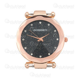 1500-1000-22 - Watch Face Round 33mm Rose Gold Fancy Cut Edge Black Font gogoey 1pc !BATTERY NOT INCLUDED! 1500-1000-22,1500-1000,montreal, quebec, canada, beads, wholesale