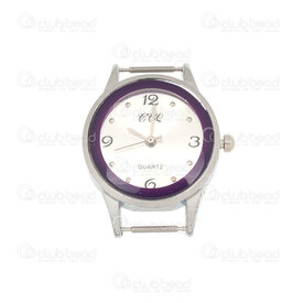 1500-1000-40 - Watch Face Round 26mm Nickel with Purple Circle Chrome Font 1pc !BATTERY NOT INCLUDED! 1500-1000-40,1500-,montreal, quebec, canada, beads, wholesale