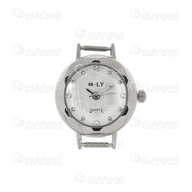 1500-1001-006 - Watch Face Fancy Curved Border 22MM Round Nickel White Font 1pc !BATTERY NOT INCLUDED! 1500-1001-006,border,montreal, quebec, canada, beads, wholesale