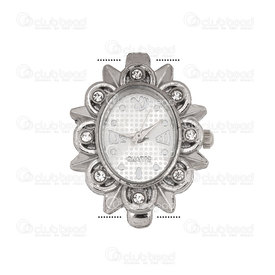 1500-1001-012 - Watch Face Fancy Oval 27x23mm Nickel Heart-Star Design with Rhinestone Dot Font 1pc !BATTERY NOT INCLUDED! 1500-1001-012,Cadrans de montre,montreal, quebec, canada, beads, wholesale