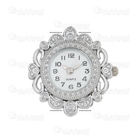 1500-1001-020 - Watch Face Fancy Round 32mm Nickel Heart Design White Font 1pc !BATTERY NOT INCLUDED! 1500-1001-020,montreal, quebec, canada, beads, wholesale