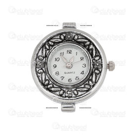 1500-1001-022 - Watch Rond Fancy Round 26mm Nickel Engraved Design White Font 1pc !BATTERY NOT INCLUDED! 1500-1001-022,Cadrans de montre,montreal, quebec, canada, beads, wholesale