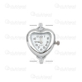 1500-1001-26 - Watch Face Heart Shape 22mm Nickel White Font 1pc !BATTERY NOT INCLUDED! 1500-1001-26,1500-1001,montreal, quebec, canada, beads, wholesale