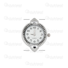 1500-1001-28 - Watch Face Fancy Round 21mm Nickel Heart Dot Design White Font 1pc !BATTERY NOT INCLUDED! 1500-1001-28,Cadrans de montre,montreal, quebec, canada, beads, wholesale
