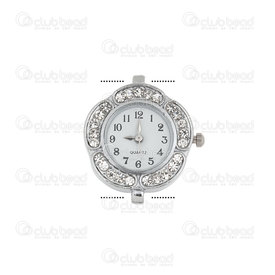 1500-1001-32 - Watch Face Fancy Flower Shape 26mm Nickel with rhinestone White Font 1pc !BATTERY NOT INCLUDED! 1500-1001-32,Cadrans de montre,montreal, quebec, canada, beads, wholesale