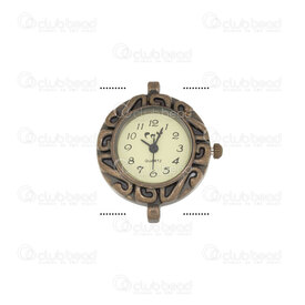 1500-1001-38OXBR - Watch Face Fancy Round 25.5mm Swirl Design Antique Brass Old White Font 1pc !BATTERY NOT INCLUDED! 1500-1001-38OXBR,montreal, quebec, canada, beads, wholesale
