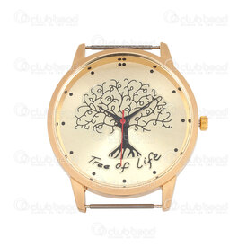 1500-1001-40GL - Watch Face Fancy Round 40mm Tree of Life Gold Gold Font 1pc !BATTERY NOT INCLUDED! 1500-1001-40GL,montre,montreal, quebec, canada, beads, wholesale