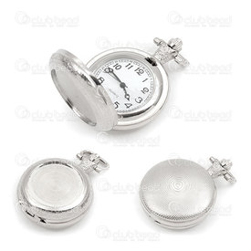 1500-1002-012 - Pocket Watch Face Bezel Cup for 25mm Round 36mm Round Nickel White Font 1pc !BATTERY NOT INCLUDED! 1500-1002-012,Findings,Bezel - Cabochon Settings,Others,montreal, quebec, canada, beads, wholesale