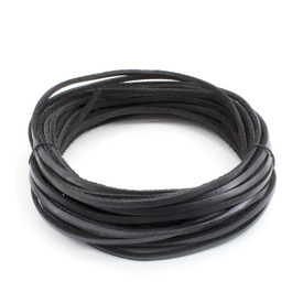 1602-0420-BLK - Leather Flat Cord 3mm Black 4.5m (5yd) 1602-0420-BLK,Leather,Flat,Cord,3MM,Black,4.5m (5yd),China,montreal, quebec, canada, beads, wholesale