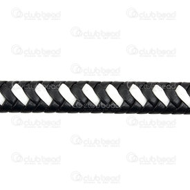 1602-0425-02 - Leather cord 9x5mm Flat black and white stripe 5m roll 1602-0425-02,montreal, quebec, canada, beads, wholesale