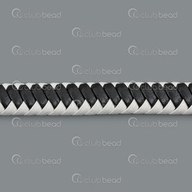 1602-0425-04 - Leather cord 9x5mm Flat black stripe with white edge 5m roll 1602-0425-04,montreal, quebec, canada, beads, wholesale