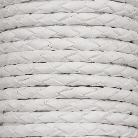 1602-0431-06-2 - Leather Cord Braided 3mm White 5m Roll 1602-0431-06-2,Threads and Cords,Leather, 3mm,montreal, quebec, canada, beads, wholesale